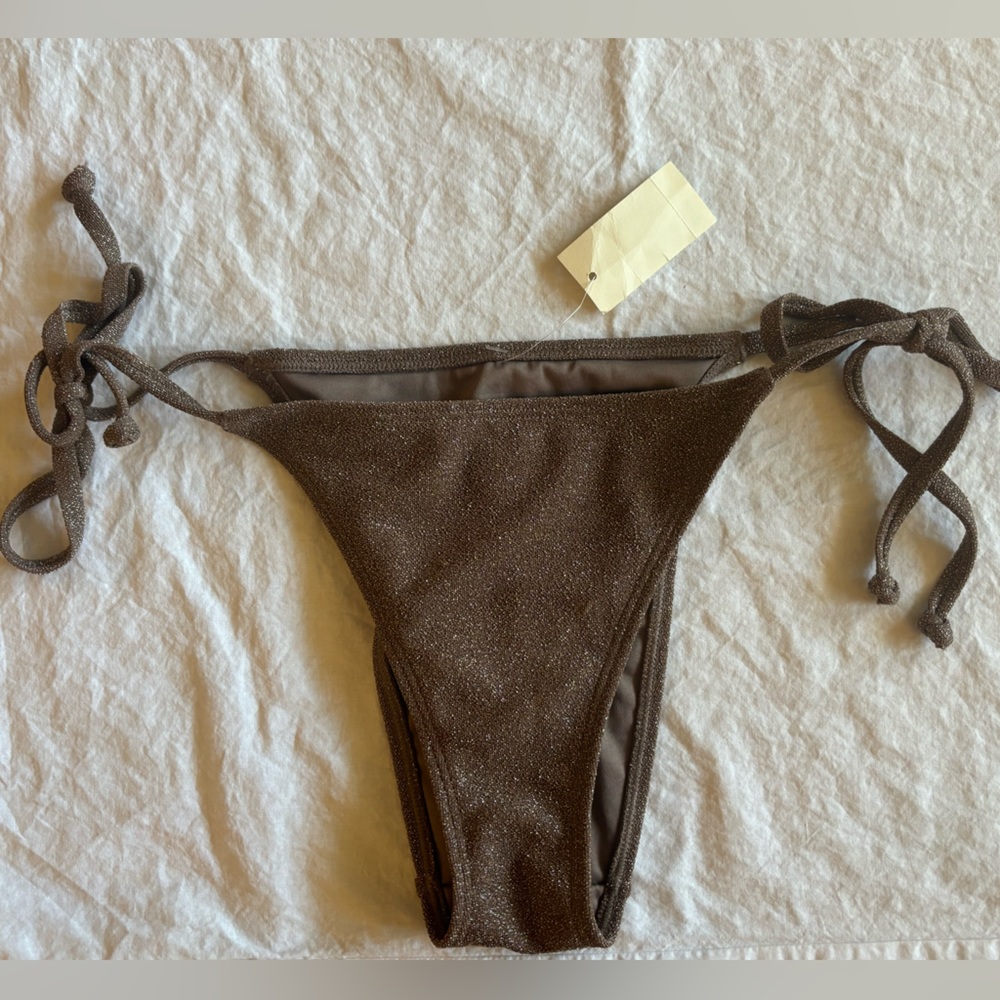 Womens Victoria Secret XS Sparkly Brown Bikini Bottoms